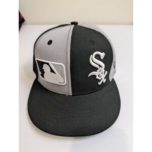 New Era 59FIFTY Chicago White Sox Hat Mens 7 3/8 Black Grey Split Panel